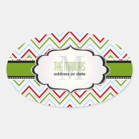 PixDezinesシェブロン/クリスマス/DIYカラー 楕円形シール (正面)