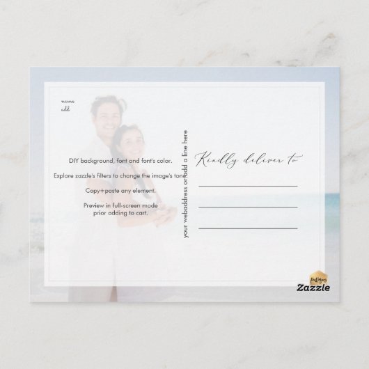 PixDezinesシックエレガント書道救の日付 ポストカード (裏面)