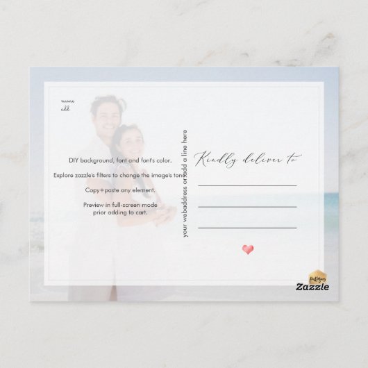 PixDezinesシックエレガント書道救の日付 ポストカード (裏面)