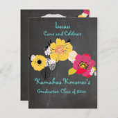 PixDezinesシャルボードルアウ(ハワイ式宴会)卒業/トロピカル 案内ポストカード (正面/裏面)