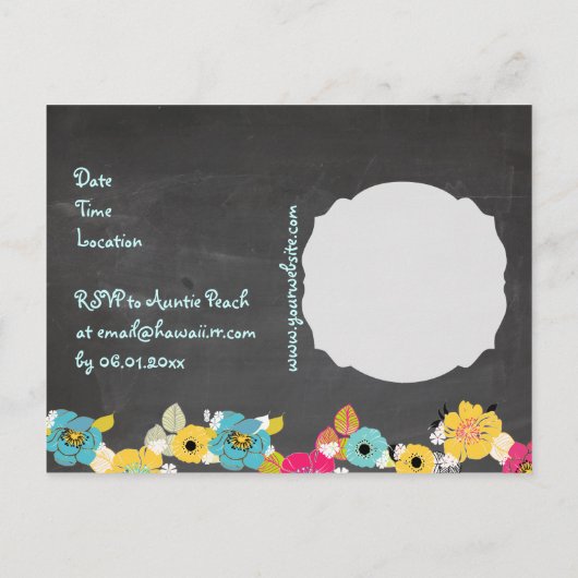 PixDezinesシャルボードルアウ（ハワイ式宴会）卒業/トロピカル 案内ポストカード (裏面)