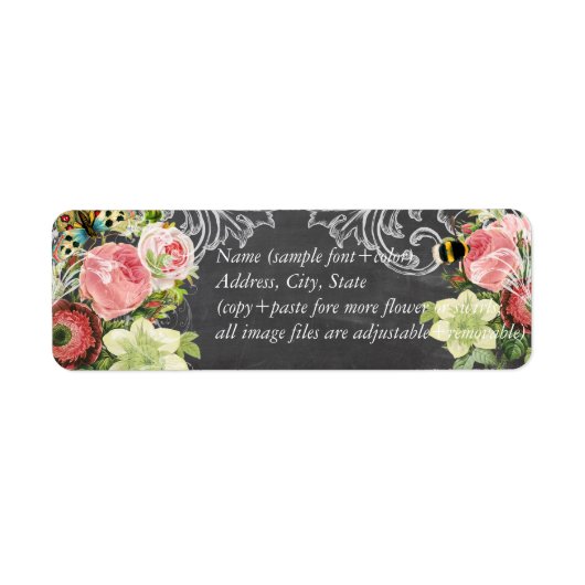 PixDezinesシャルボード+ヴィンテージバラ ラベル (正面)