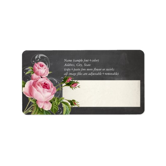 PixDezinesシャルボード+ヴィンテージバラ ラベル (正面)