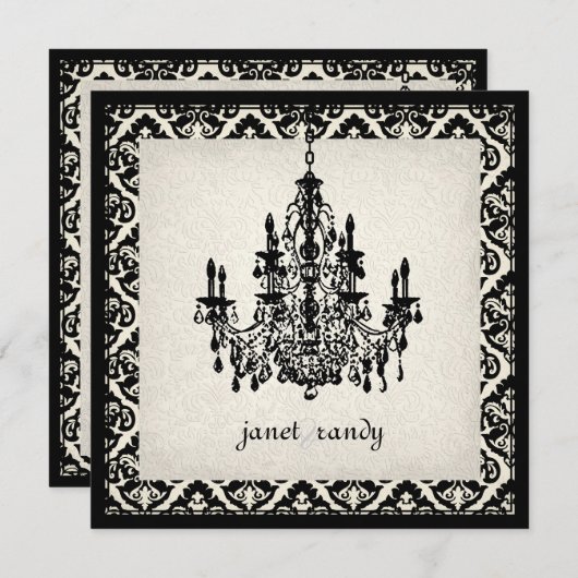 PixDezinesシャンデリア+オリビアダマスク 招待状 (正面/裏面)