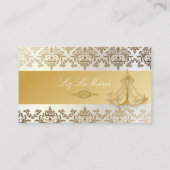 PixDezinesシャンデリア+ダマスク/パーリーホワイト 名刺 (裏面)