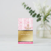 PixDezinesシャンデリア+ダマスク/暗い赤紫色+金ゴールドレース 名刺 (スタンド正面)