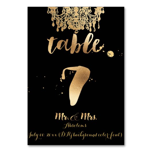 PixDezinesシャンデリア/フェイク金ゴールド/テーブル7 テーブルナンバー (正面)