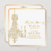 PixDezinesシャンデリア/ブライダルシャワー/日の背景 招待状 (正面/裏面)