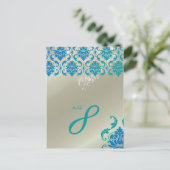 PixDezinesシャンデリア+ベンドームピーコックダマスク ポストカード (スタンド正面)