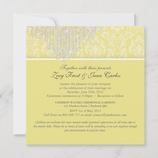 PixDezinesシャンデリア/モイレダマスク/diyカラーレモン 招待状 (正面)