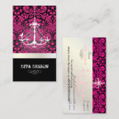 PixDezinesシャンデリア+レースダマスク/パール+ホワイト 名刺 (正面/裏面)