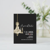 PixDezinesシャンデリア/金ゴールドトリム/日付の保存 案内ポストカード (スタンド正面)