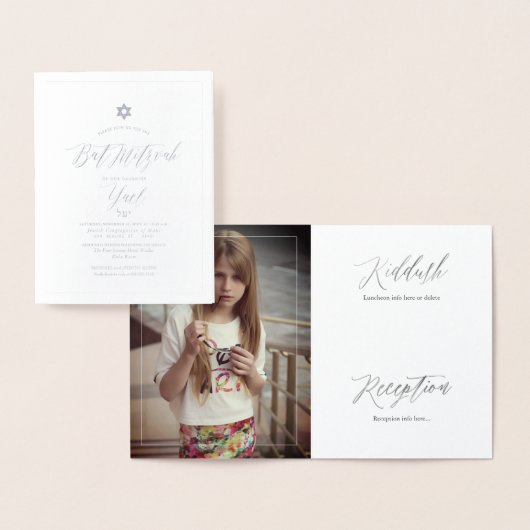 PixDezinesシルバーバルミツワー書道フォント 箔カード (ディスプレー)