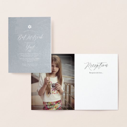 PixDezinesシルバーバルミツワー書道フォント 箔カード (ディスプレー)