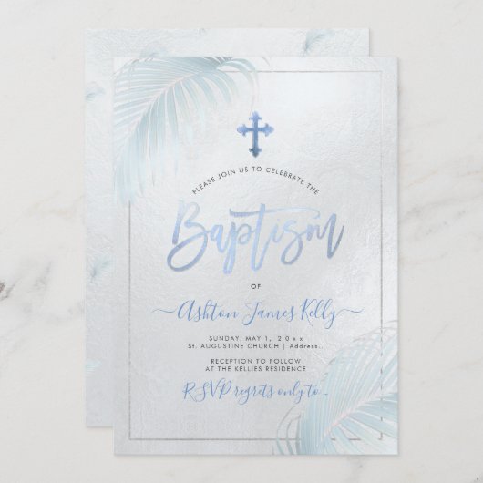 PixDezinesシルバーパームズバプティスマ 招待状 (正面/裏面)