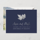 PixDezinesシルバー秋救の葉/私たちの日付 案内ポストカード (正面/裏面)