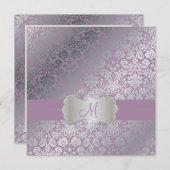 PixDezinesシルバー/フェイクDIYバックグラウンド/ラベンダ 招待状 (正面/裏面)