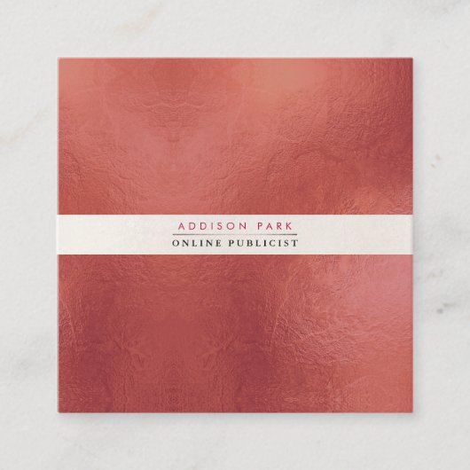 PixDezinesシンプルエレガント、パール白色+金ゴールド錆 スクエア名刺 (正面)