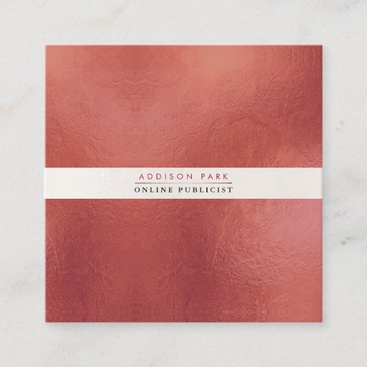 PixDezinesシンプルエレガント、パール白色+金ゴールド錆 スクエア名刺 (正面)