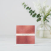 PixDezinesシンプルエレガント、パール白色+金ゴールド錆 スクエア名刺 (スタンド正面)