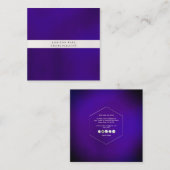 PixDezinesシンプルエレガント、ホワイト+バイオレット スクエア名刺 (正面/裏面)