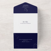 PixDezinesシンプルリースDIYブルーフェイクシルバー オールインワン招待状 (外側)