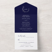 PixDezinesシンプルリースDIYブルーフェイクシルバー オールインワン招待状 (内側)