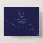 PixDezinesシンプルリースDIYブルーフェイクシルバー オールインワン招待状 (裏面)