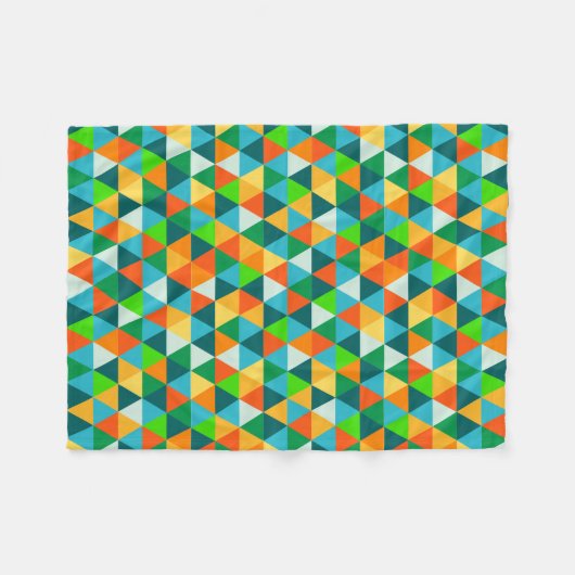 PixDezinesジオメトリフォレストの緑/オレンジ/ティール(緑がかった色) フリースブランケット (正面(横))