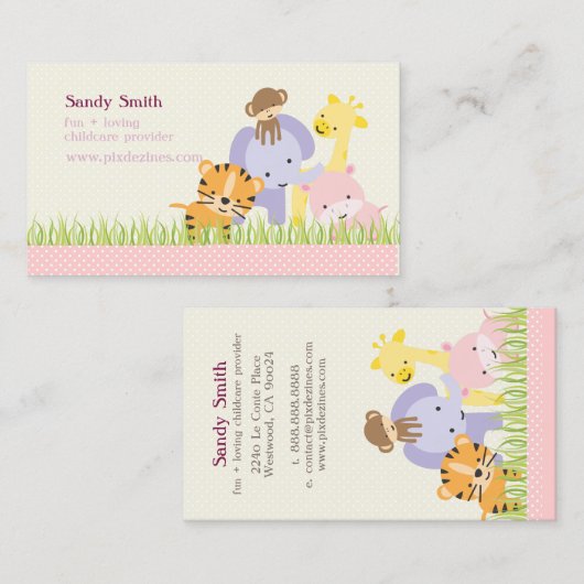 PixDezinesジャングルオブおもしろいデイケア 名刺 (正面/裏面)
