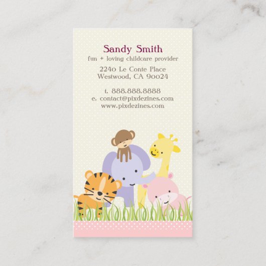 PixDezinesジャングルオブおもしろいデイケア 名刺 (裏面)