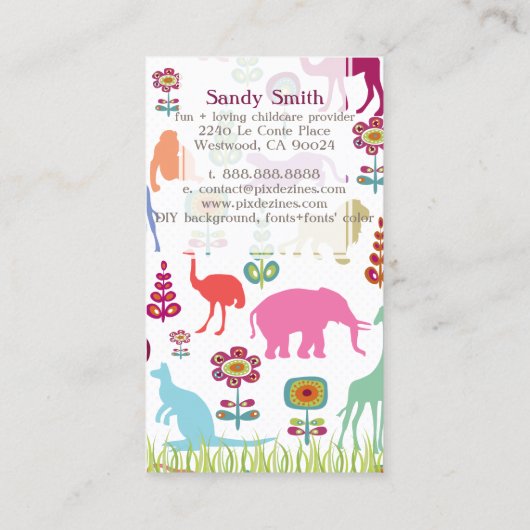 PixDezinesジャングルオブおもしろいデイケア 名刺 (裏面)