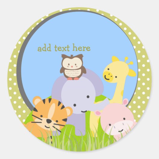 PixDezinesジャングルステッカー/DIYカラー!!! ラウンドシール (正面)