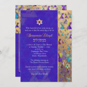 PixDezinesスターズモダンバー（ユダヤ教の）バル・ミツバーパープル金ゴールド 招待状 (正面/裏面)