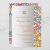 PixDezinesスターモダン/バー(ユダヤ教の)バル・ミツバー/カラー数々のズ 招待状 (正面/裏面)