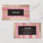 PixDezinesストライプ/ピンクフェイクフォイル/シャンパン 名刺 (正面/裏面)