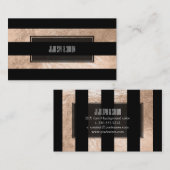 PixDezinesストライプ/ブラック/ピンクフェイクフォイル 名刺 (正面/裏面)