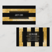 PixDezinesストライプ/ブラック/フェイク金ゴールド箔 名刺 (正面/裏面)