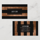 PixDezinesストライプ/黒/銅フェイク箔 名刺 (正面/裏面)