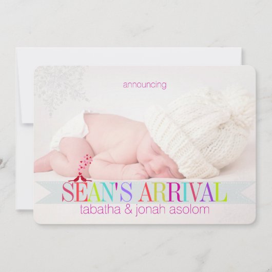 PixDezinesスノーフレーク写真誕生のお知らせ/DIY シーズンカード (正面)