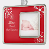 PixDezinesスノーフレーク初めてのクリスマス/DIYカラー シルバープレートフレームオーナメント (左)