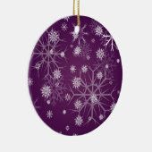 PixDezinesスノーフレーク白+プラム セラミックオーナメント (右)