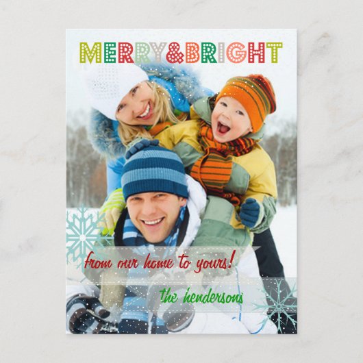 PixDezinesスプリンクに雪写真テンプレート シーズンポストカード (正面)