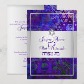 PixDezinesスモダンターズ/バー（ユダヤ教の）バル・ミツバー/バイオレット/シルバー 招待状 (正面/裏面)