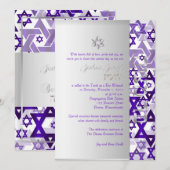 PixDezinesスモダンターズ/バー（ユダヤ教の）バル・ミツバー/バイオレット/シルバー 招待状 (正面/裏面)