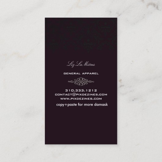 PixDezinesセラインダマスク/フェイクシルバー/DIYカラー 名刺 (裏面)