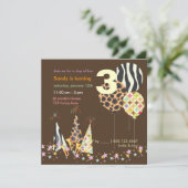 PixDezinesゼブラバルーン誕生日招待状 招待状 (スタンド正面)