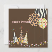 PixDezinesゼブラバルーン誕生日招待状 招待状 (裏面)