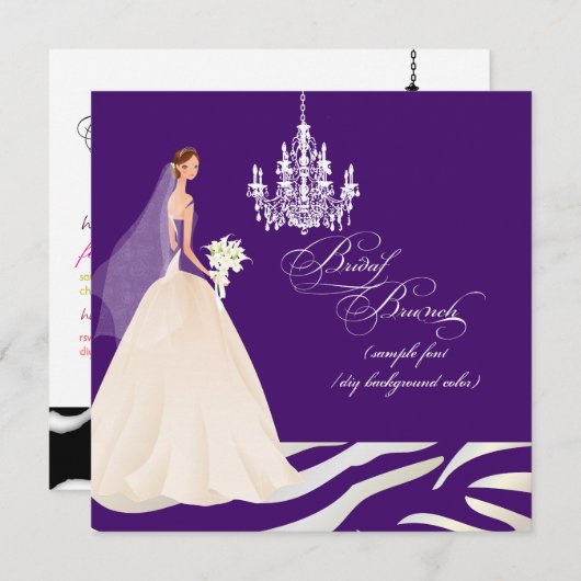 PixDezinesゼブラブライダルブランチ/DIYカラー+文字 招待状 (正面/裏面)