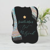 PixDezinesタリットアクアターコイズブルーバルミツワー 招待状 (スタンド正面)